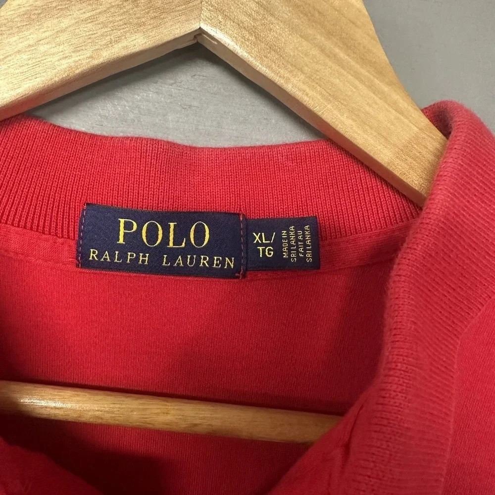 Ralph Lauren Polo Shirt Red Classic Fit Mens XL Big Pony‎ Logo 3 Casual Preppy